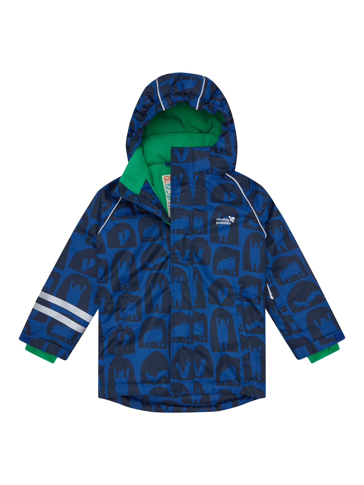 Product image 1 of 10, which shows Muddy Puddles Kids' Blizzard Hooded Ski Jacket, Blue Cave, 18-24 months