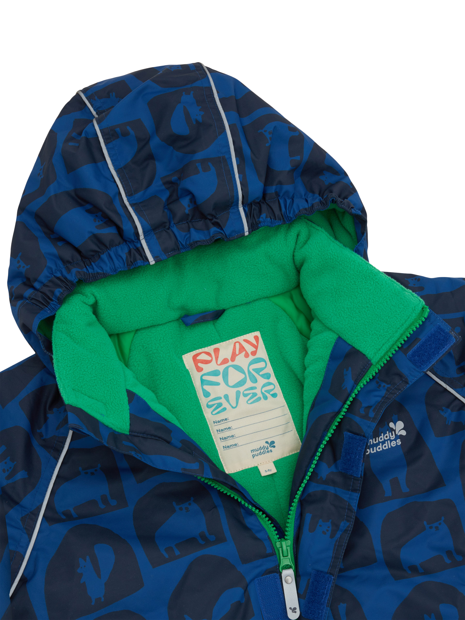 Product image 6 of 10, which shows Muddy Puddles Kids' Blizzard Hooded Ski Jacket, Blue Cave, 18-24 months
