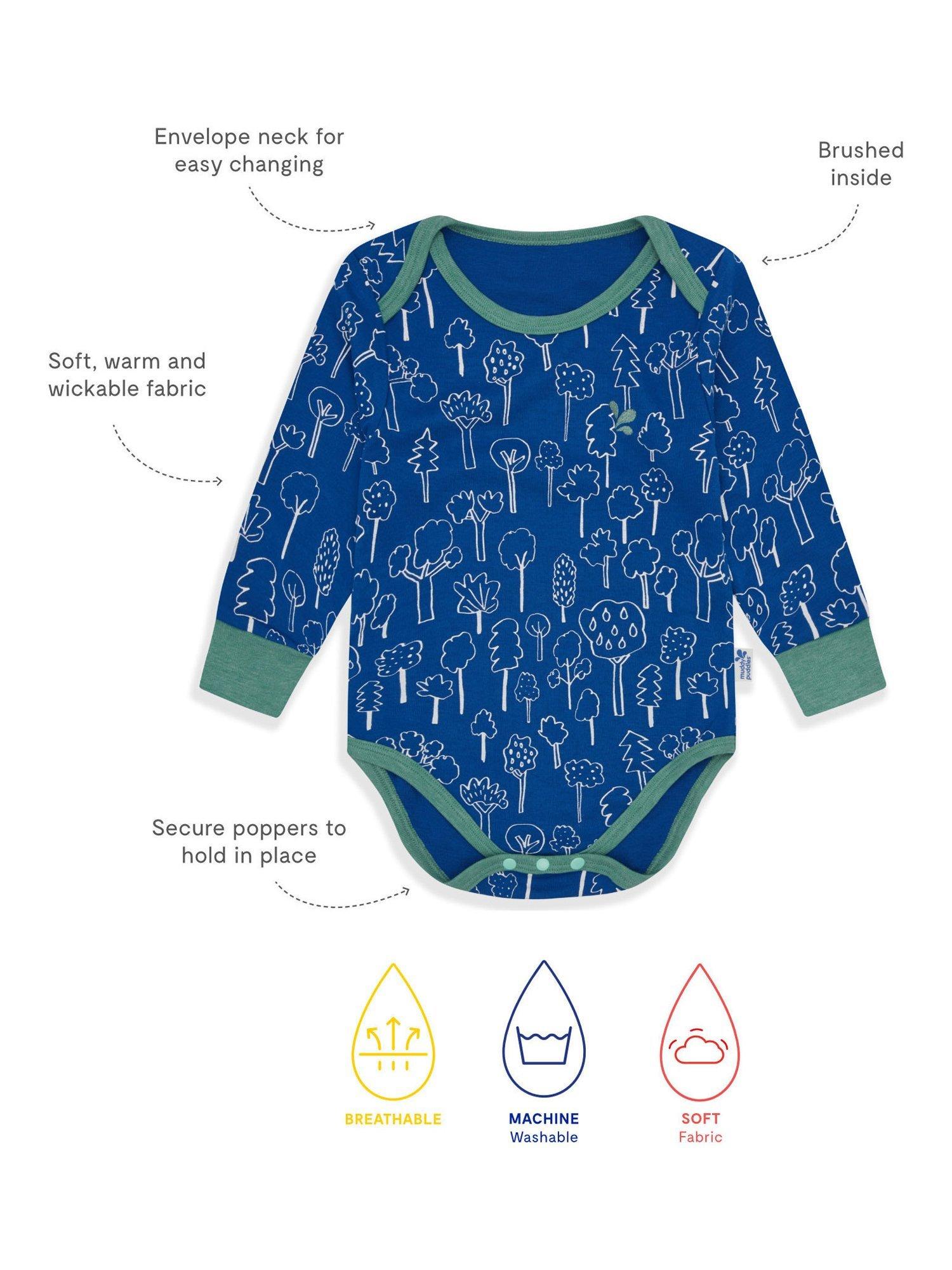 Product image 2 of 2, which shows Muddy Puddles Baby Forest Thermal Bodysuit, Blue Forest, 6-12 months