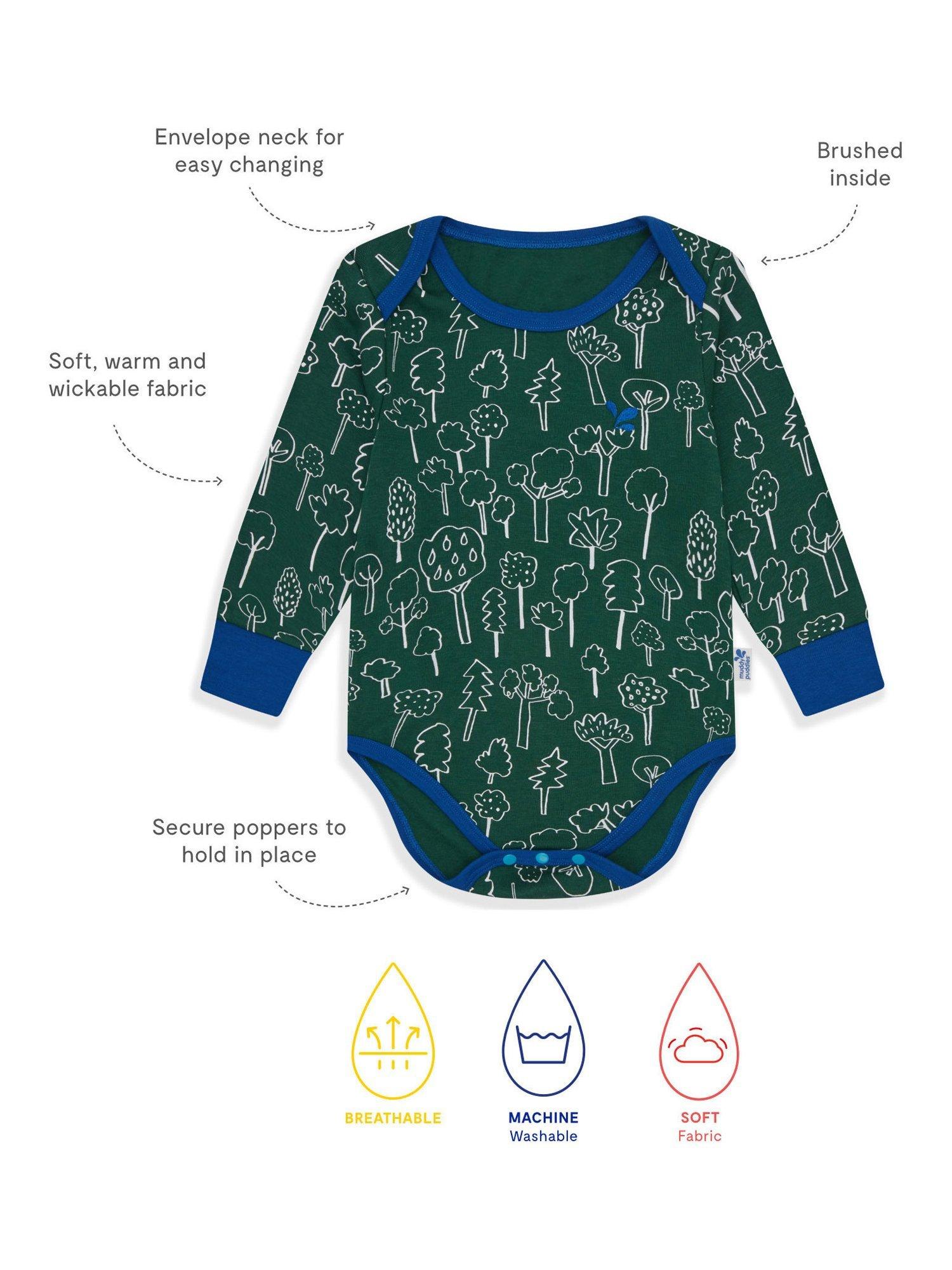 Product image 2 of 2, which shows Muddy Puddles Baby Forest Thermal Bodysuit, Green Forest, 6-12 months