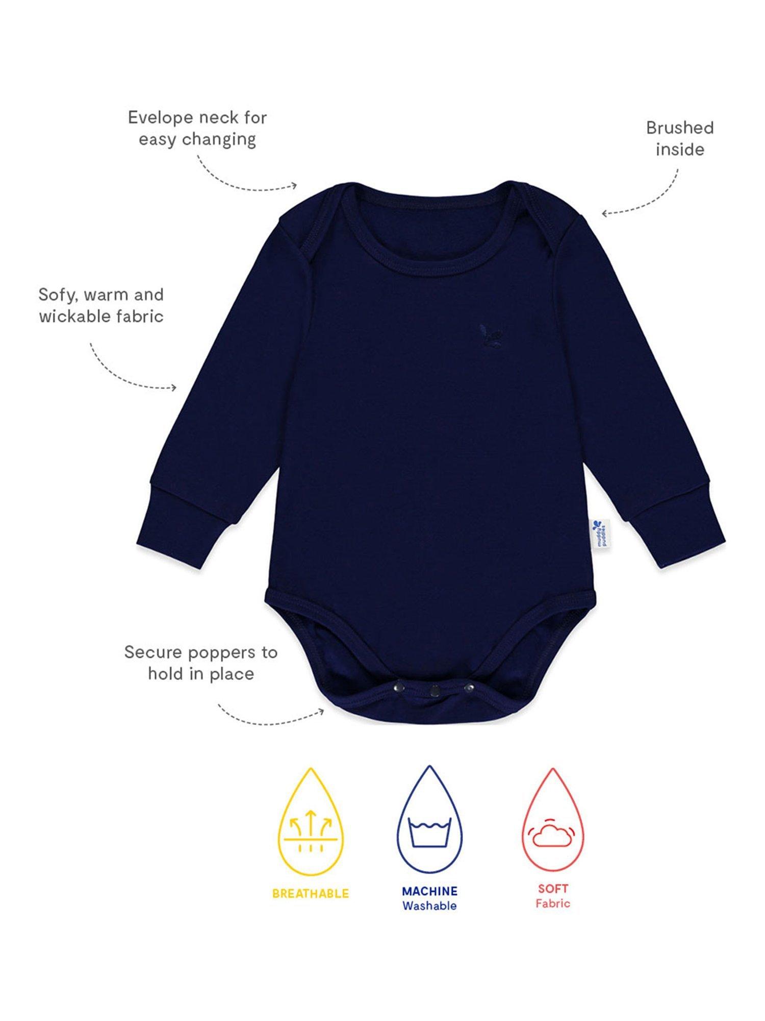 Product image 2 of 2, which shows Muddy Puddles Baby Thermal Bodysuit, Navy Blue, 6-12 months