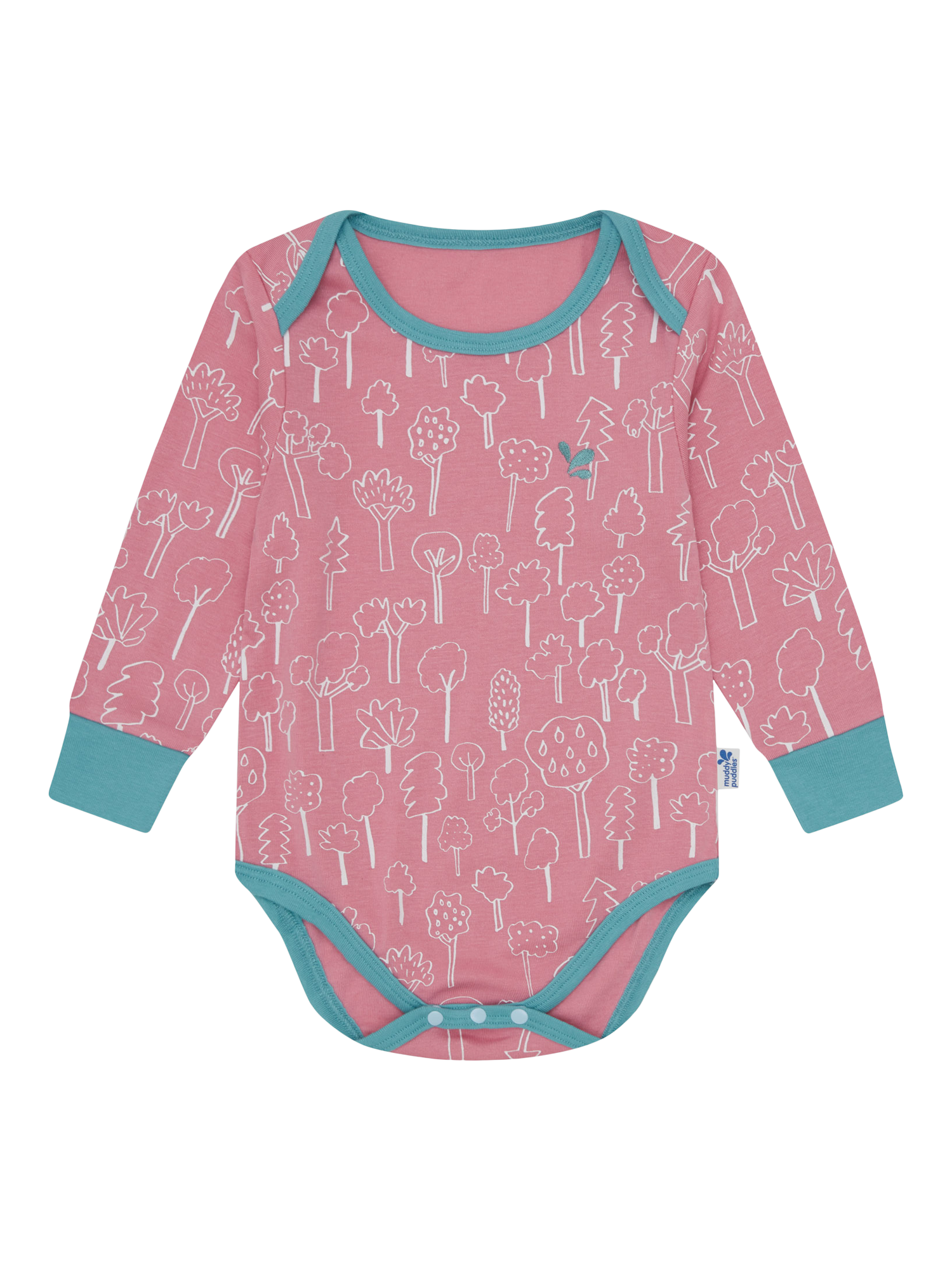 Product image 1 of 2, which shows Muddy Puddles Baby Forest Thermal Bodysuit, Pink Forest, 6-12 months