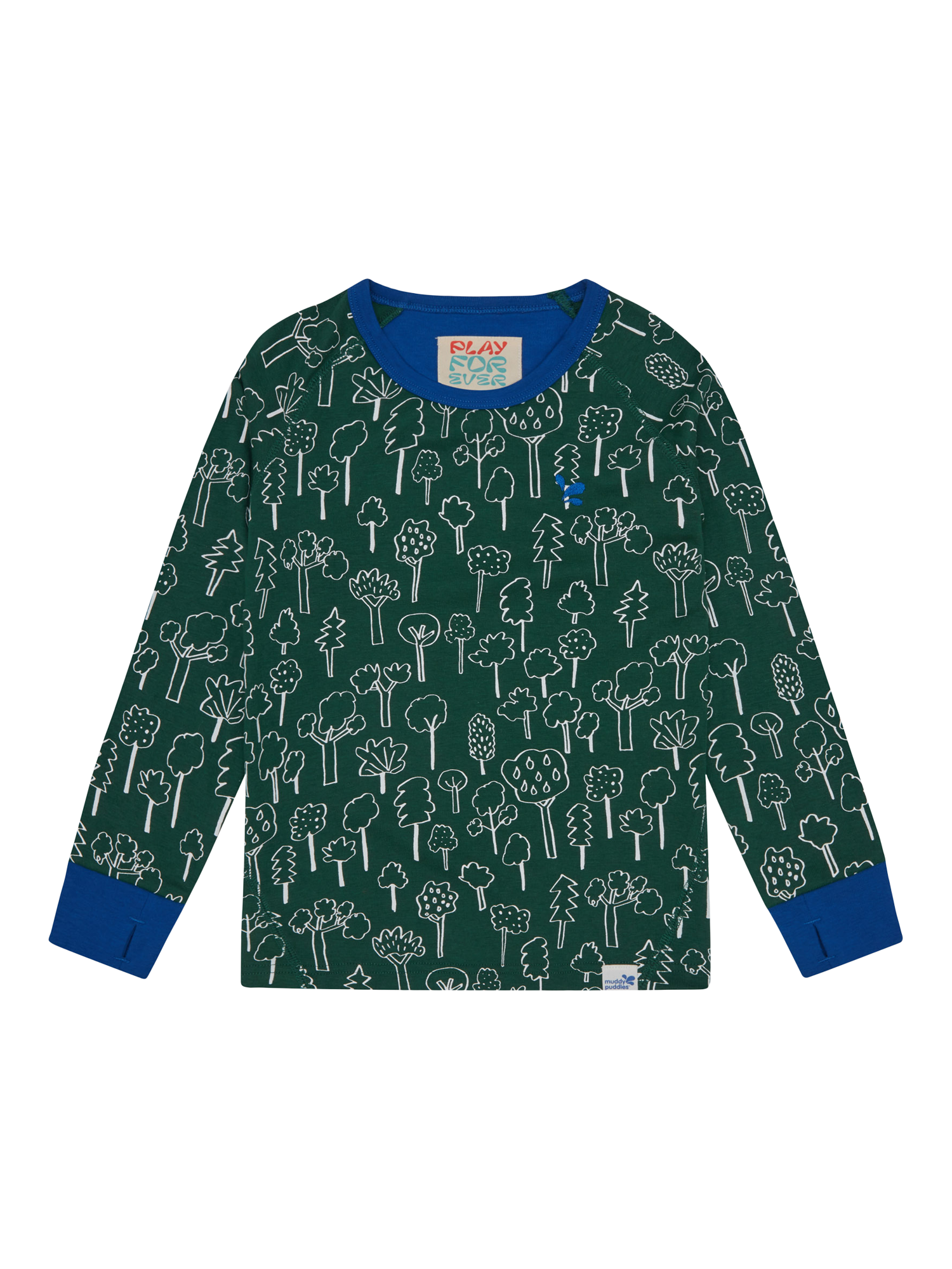 Product image 1 of 4, which shows Muddy Puddles Kids' Forest Thermal Baselayer Top, Green Forest, 2-3 years
