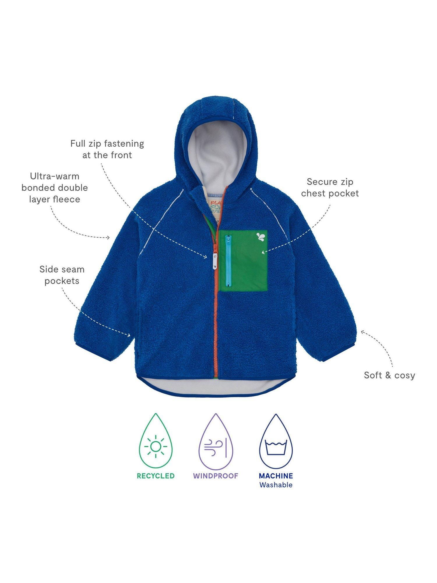 Product image 4 of 4, which shows Muddy Puddles Kids' Fleece Hooded Jacket, Blue, 18-24 months