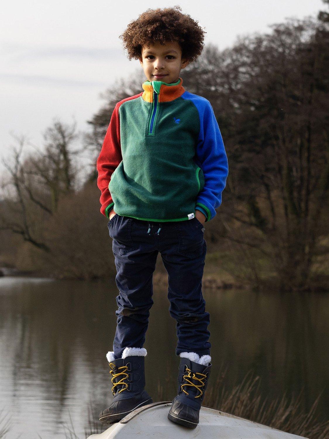 Product image 2 of 4, which shows Muddy Puddles Kids' Polar Fleece Zipped Top, Green, 18-24 months