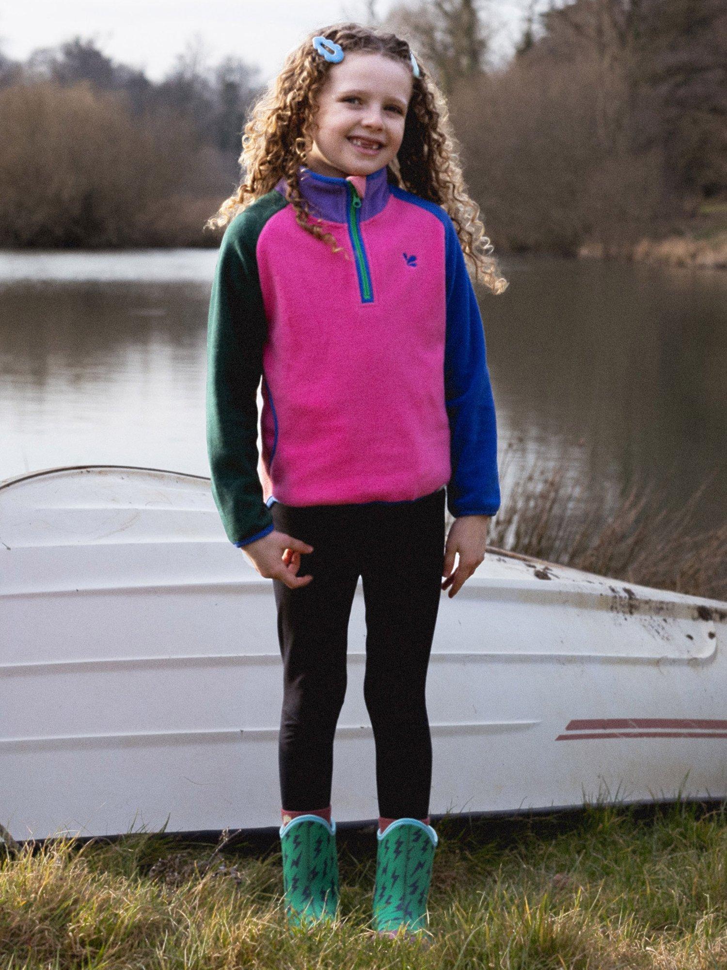 Product image 2 of 4, which shows Muddy Puddles Kids' Polar Fleece Colour Block Top, Pink/Multi, 18-24 months