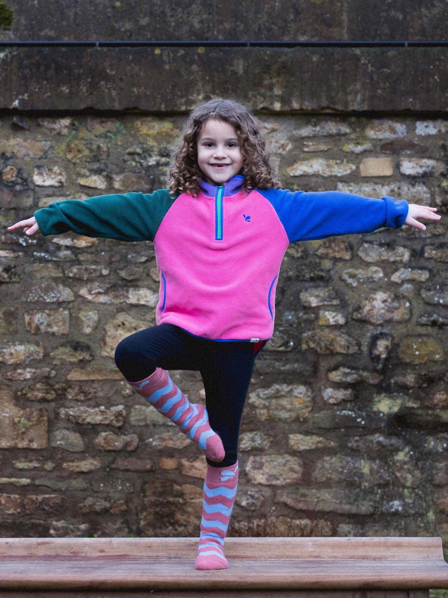 Product image 3 of 4, which shows Muddy Puddles Kids' Polar Fleece Colour Block Top, Pink/Multi, 18-24 months