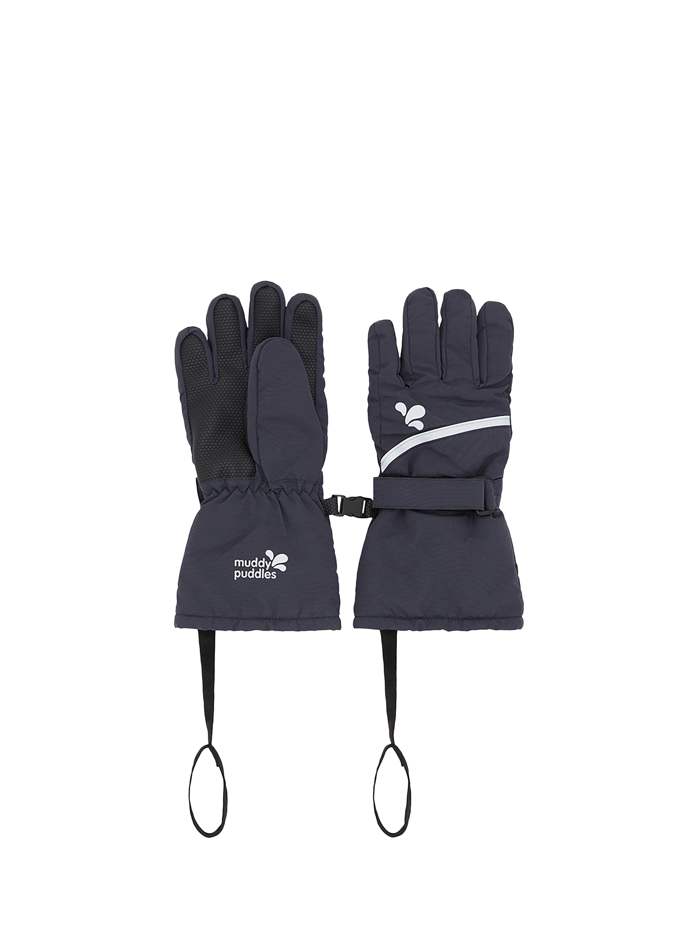 Product image 1 of 2, which shows Muddy Puddles Kids' Waterproof Ski Gloves, Navy Blue, 2-4 years