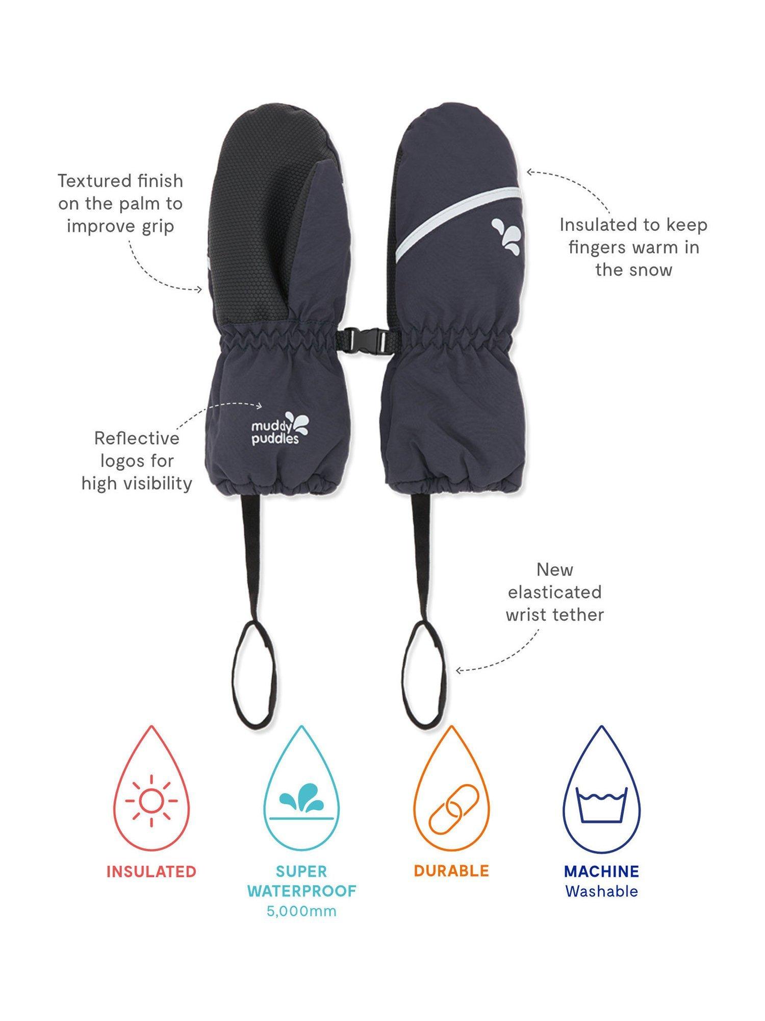 Product image 2 of 2, which shows Muddy Puddles Kids' Waterproof Ski Gloves, Navy Blue, 2-4 years