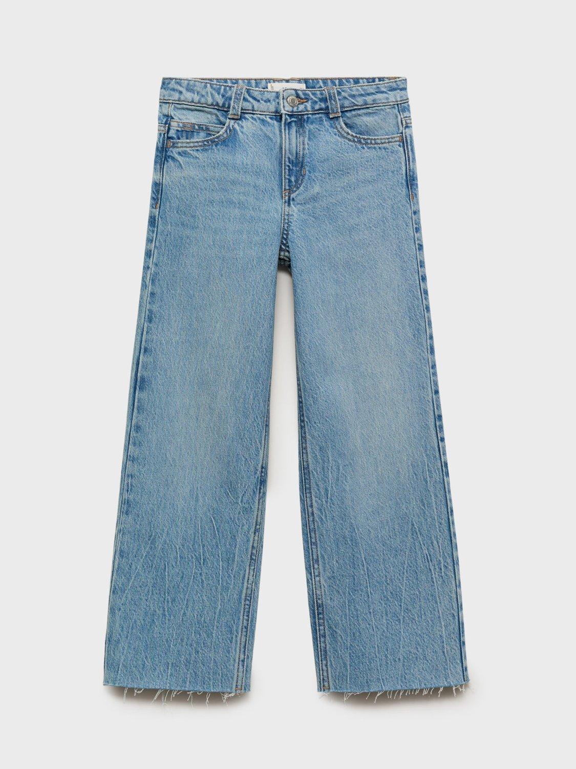 Product image 2 of 6, which shows Mango Kids' Denim Wide Leg Jeans, Medium Blue, 11 years