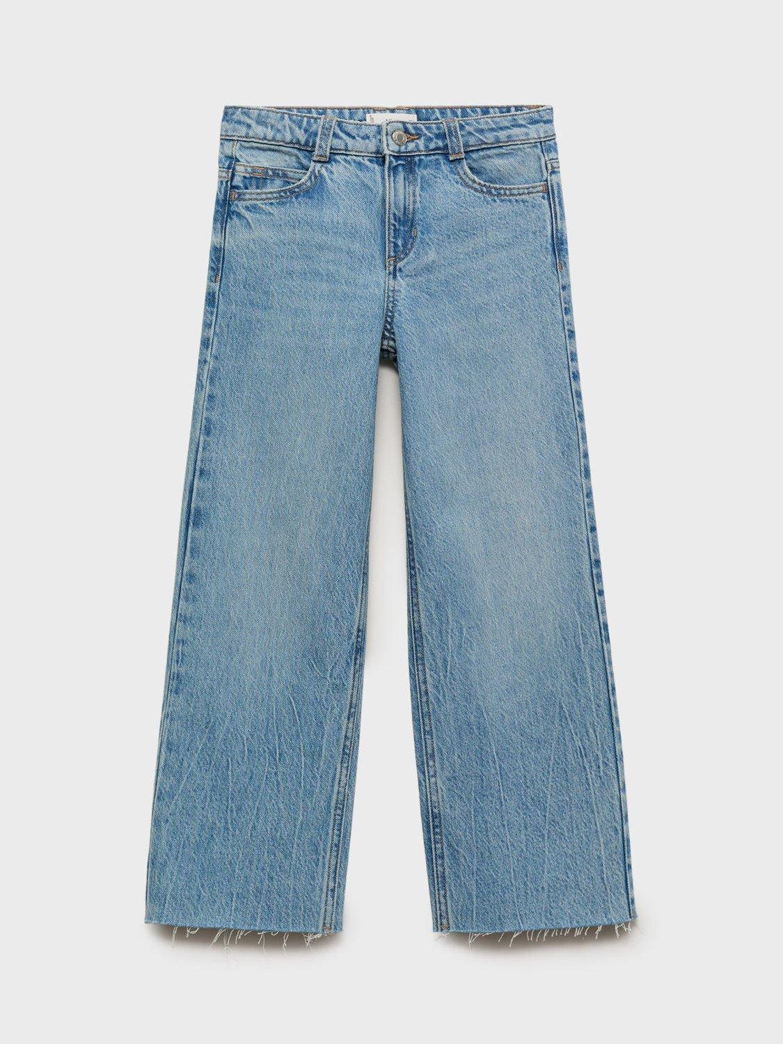 Product image 3 of 6, which shows Mango Kids' Denim Wide Leg Jeans, Medium Blue, 11 years