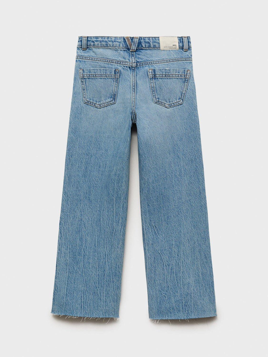 Product image 4 of 6, which shows Mango Kids' Denim Wide Leg Jeans, Medium Blue, 11 years
