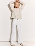 Mango Kids' Denim Frayed Flared Jeans, White