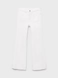 Mango Kids' Denim Frayed Flared Jeans, White