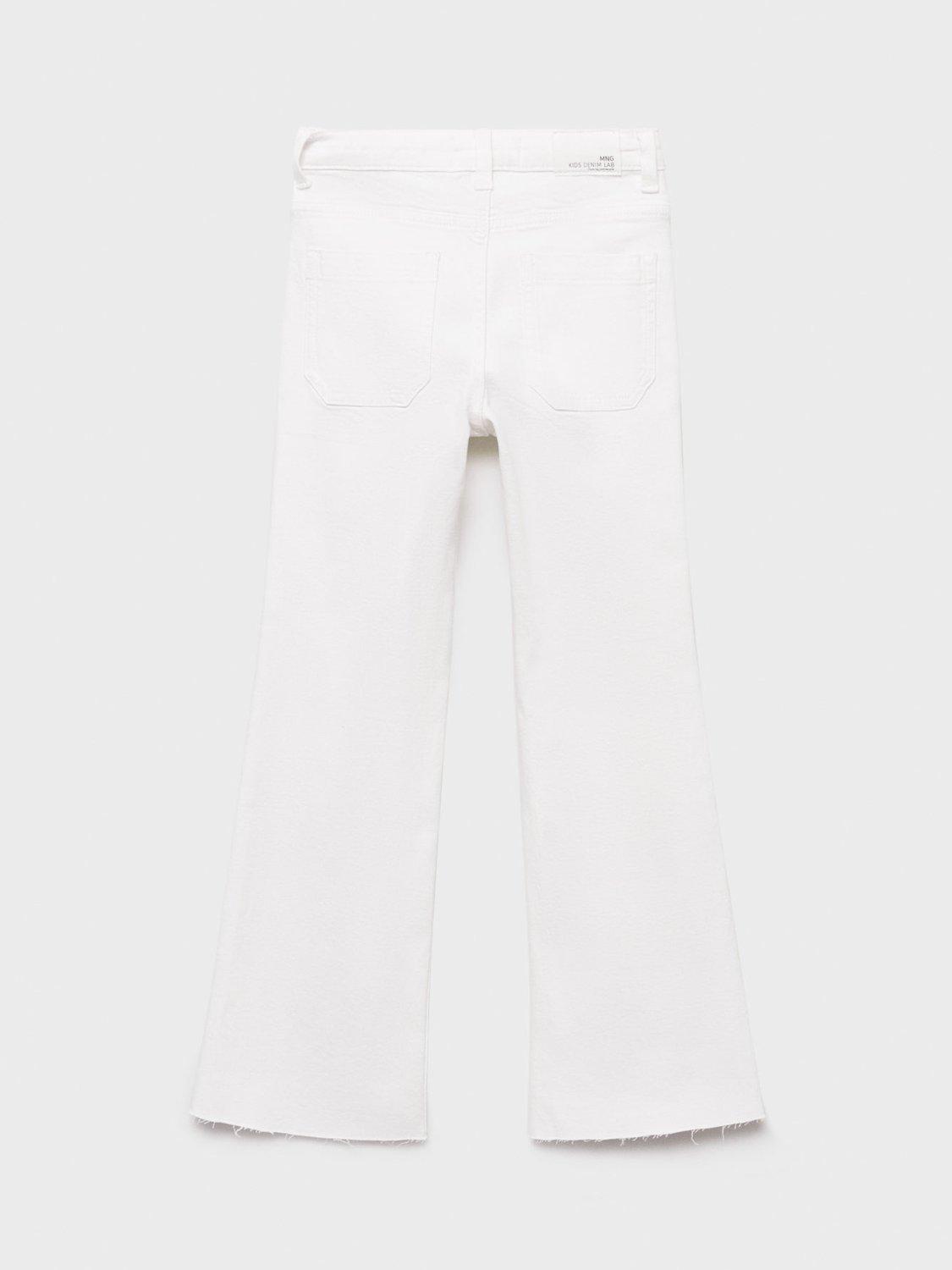 Product image 3 of 4, which shows Mango Kids' Denim Frayed Flared Jeans, White, 11 years
