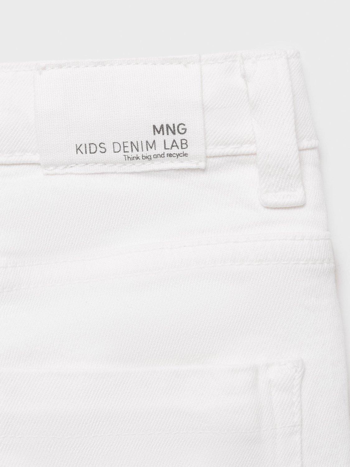 Product image 4 of 4, which shows Mango Kids' Denim Frayed Flared Jeans, White, 11 years
