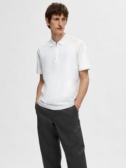 Selected Fave Cotton Blend Regular Fit Polo Shirt, Cloud Dancer, Cloud Dancer
