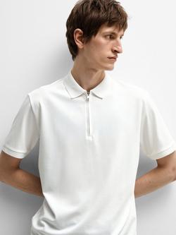 Selected Fave Cotton Blend Regular Fit Polo Shirt, Cloud Dancer - view 2, Cloud Dancer