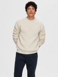Selected Dane Crew Neck Cotton Jumper, Oatmeal