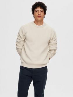 Selected Dane Crew Neck Cotton Jumper, Oatmeal, Oatmeal