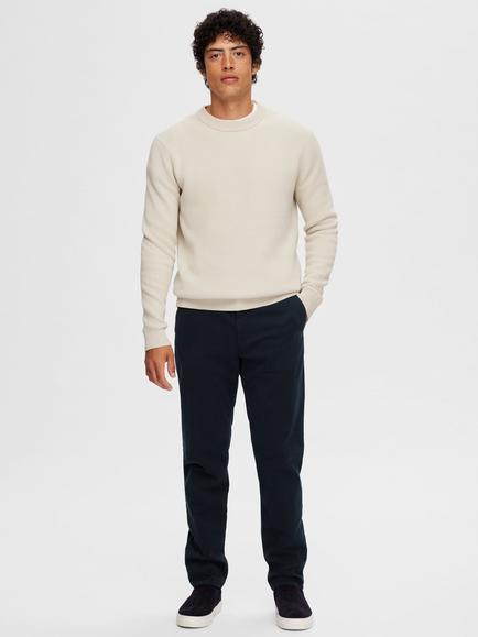 Selected Dane Crew Neck Cotton Jumper, Oatmeal - view 2, Oatmeal