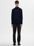 Selected Tray Half-Zip Merino Wool Jumper, Navy Blazer