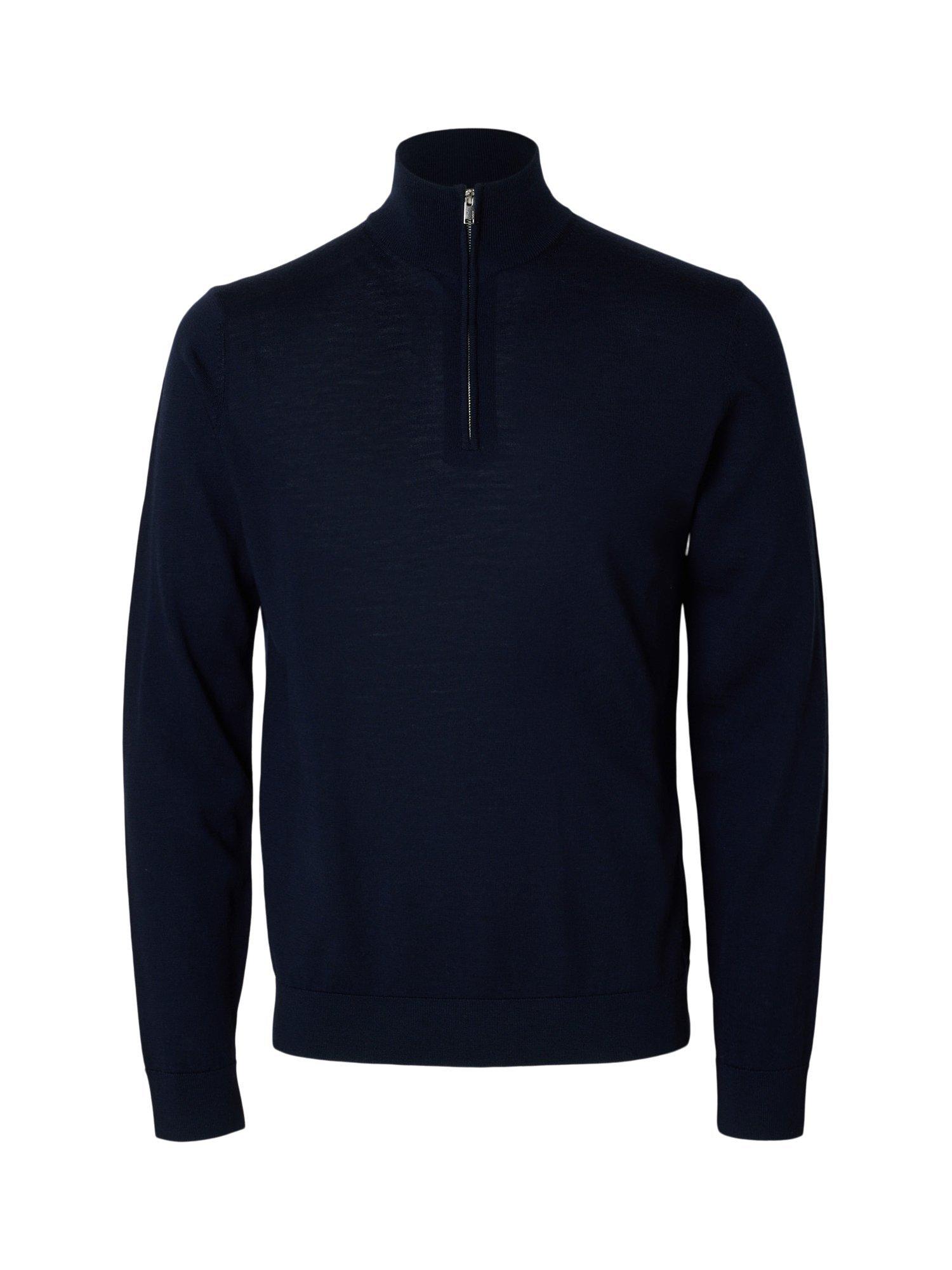 Product image 6 of 6, which shows Selected Tray Half-Zip Merino Wool Jumper, Navy Blazer, S