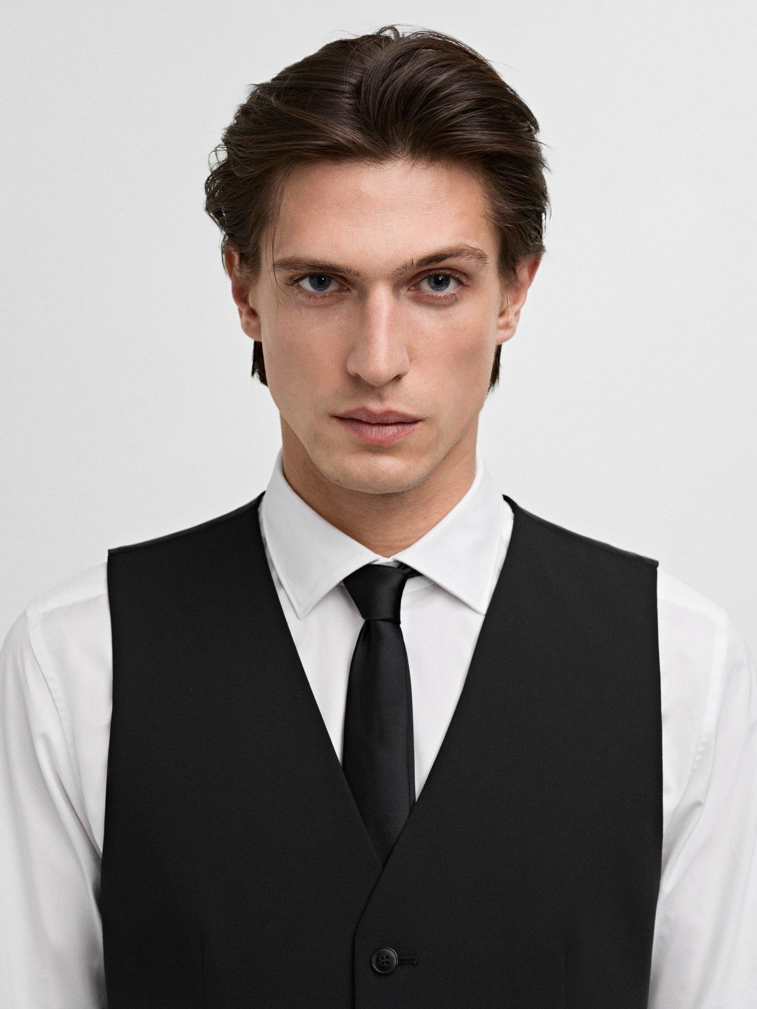 Product image 6 of 8, which shows Mango Paris Tailored Waistcoat, Black, 34