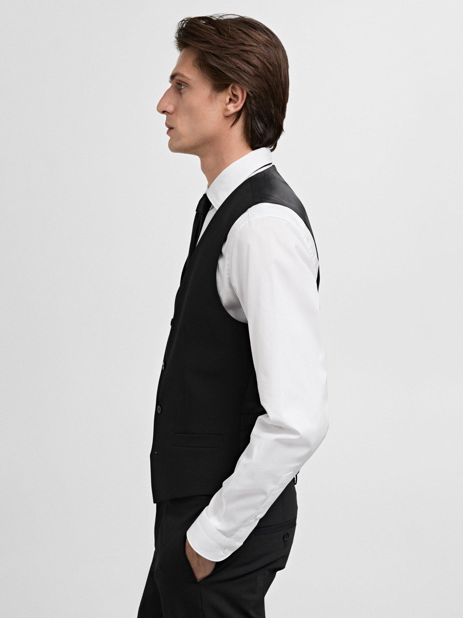 Product image 7 of 8, which shows Mango Paris Tailored Waistcoat, Black, 34