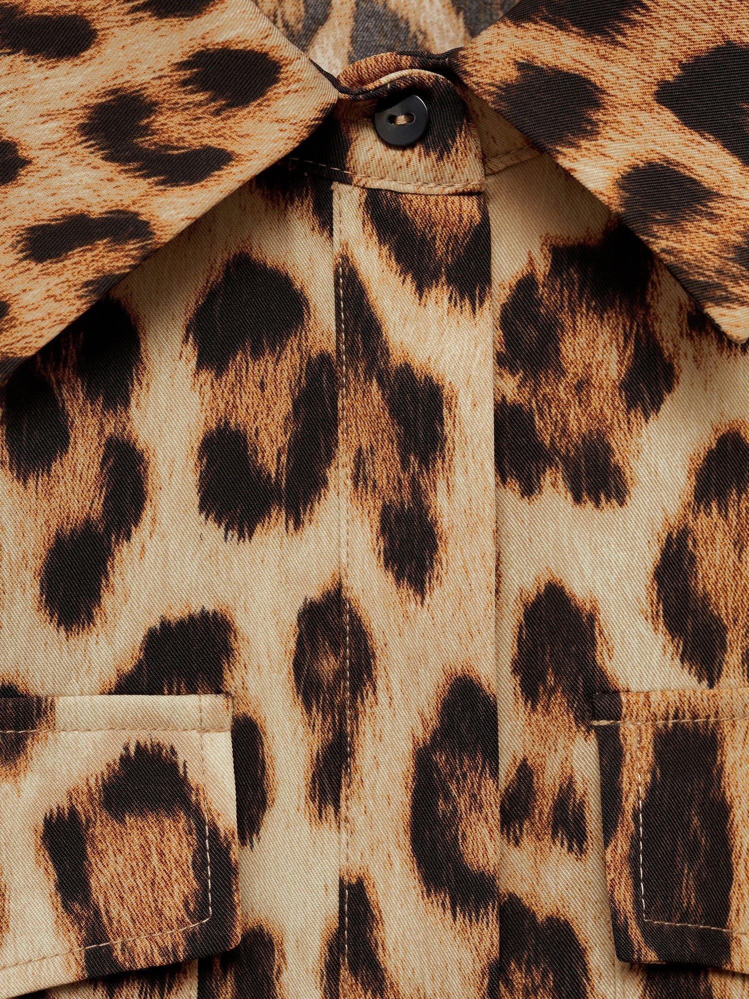Product image 5 of 8, which shows Mango Miriam Leopard Print Shirt Dress, Brown, 10