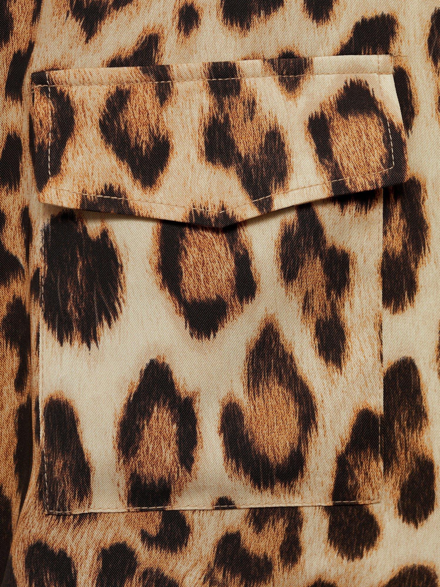 Product image 7 of 8, which shows Mango Miriam Leopard Print Shirt Dress, Brown, 10