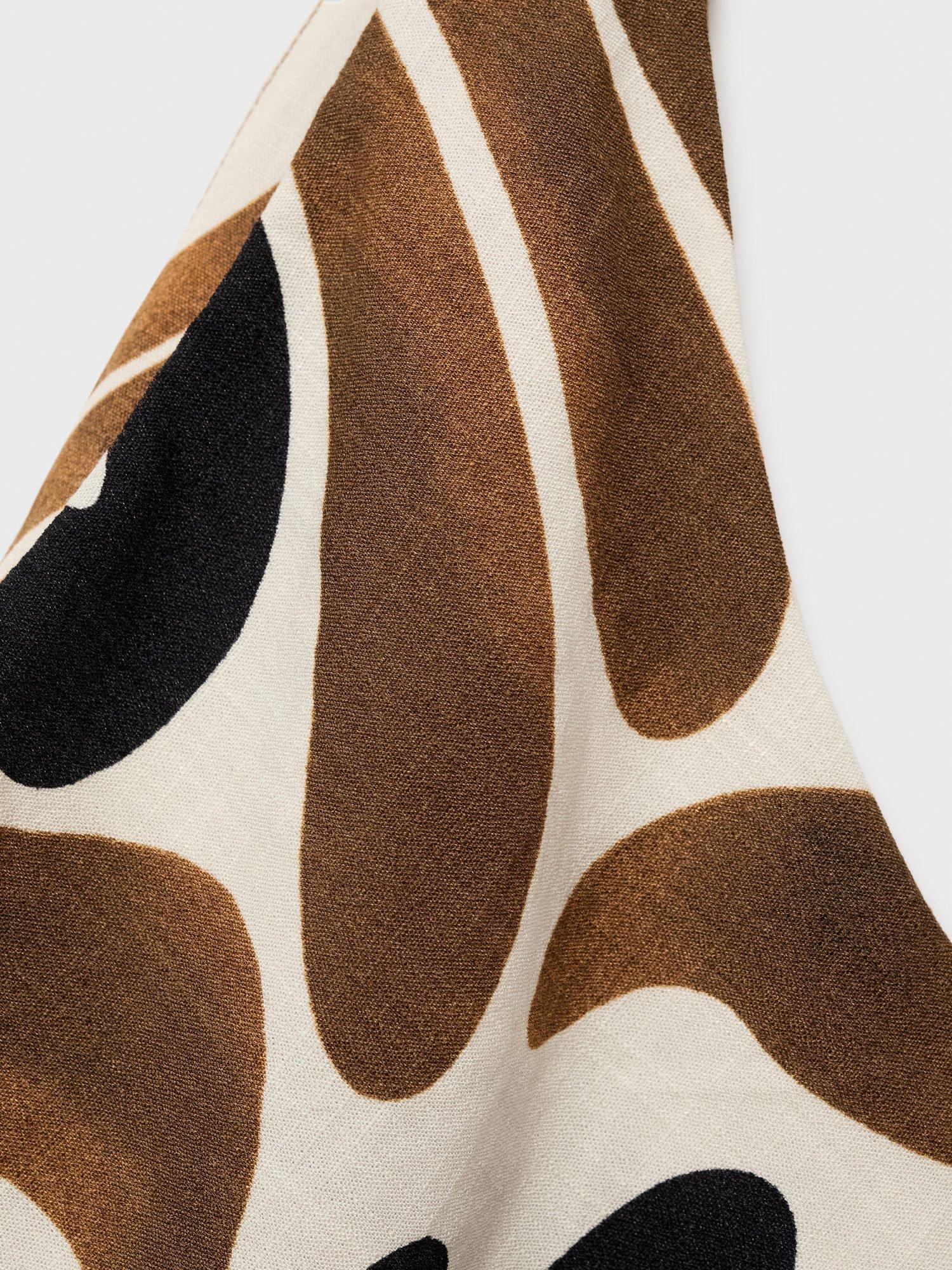 Product image 5 of 9, which shows Mango Nata Leaves One Shoulder Dress, Brown, 14