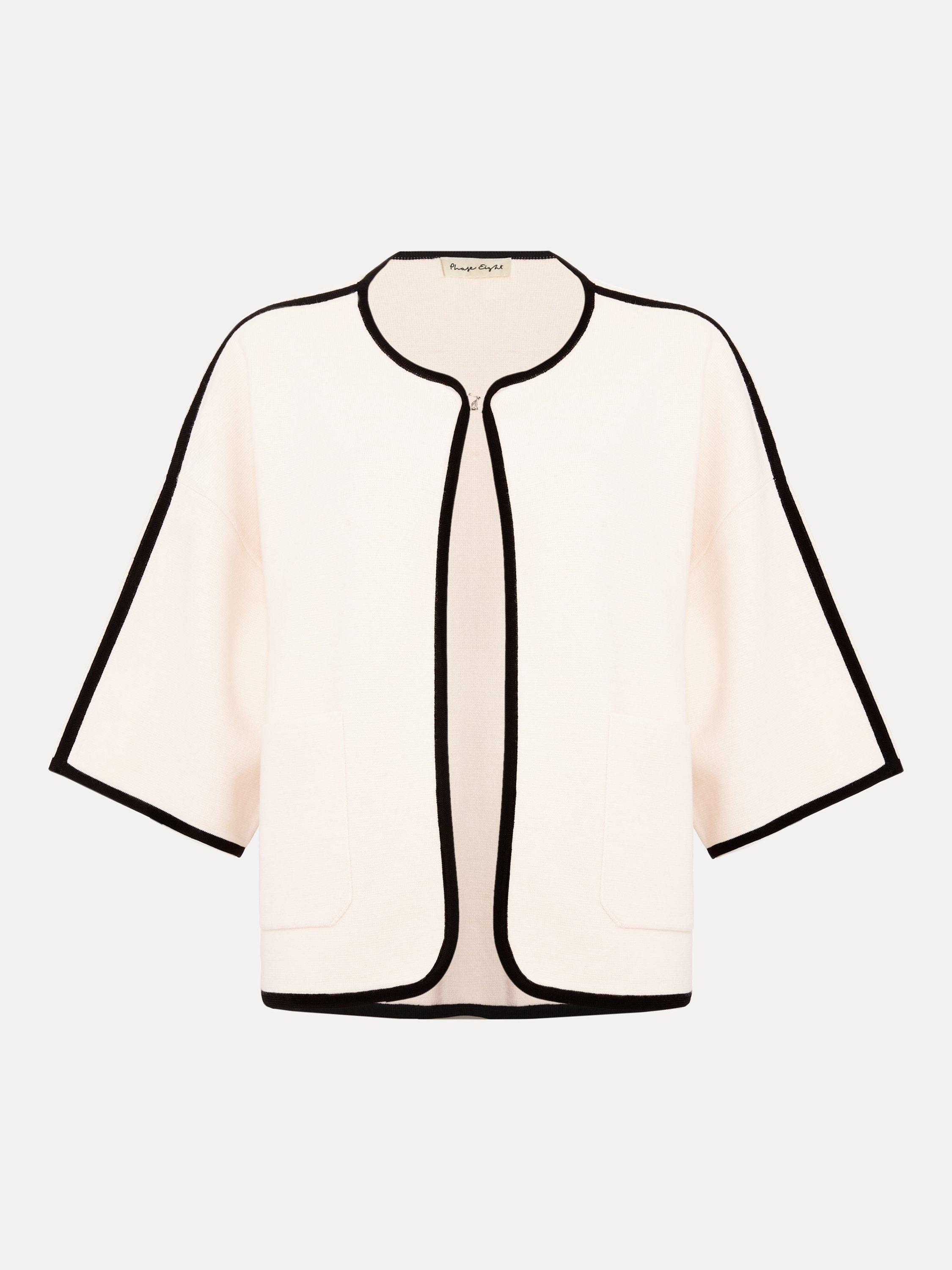 Product image 1 of 2, which shows Phase Eight Luna Contrast Trim Boxy Jacket, Ivory, XS