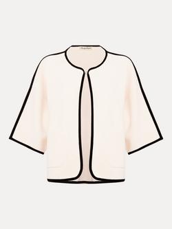 Phase Eight Luna Contrast Trim Boxy Jacket, Ivory, Ivory