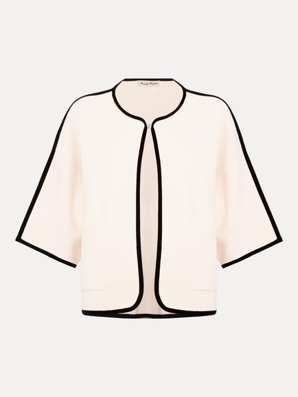 Phase Eight Luna Contrast Trim Boxy Jacket, Ivory, Ivory
