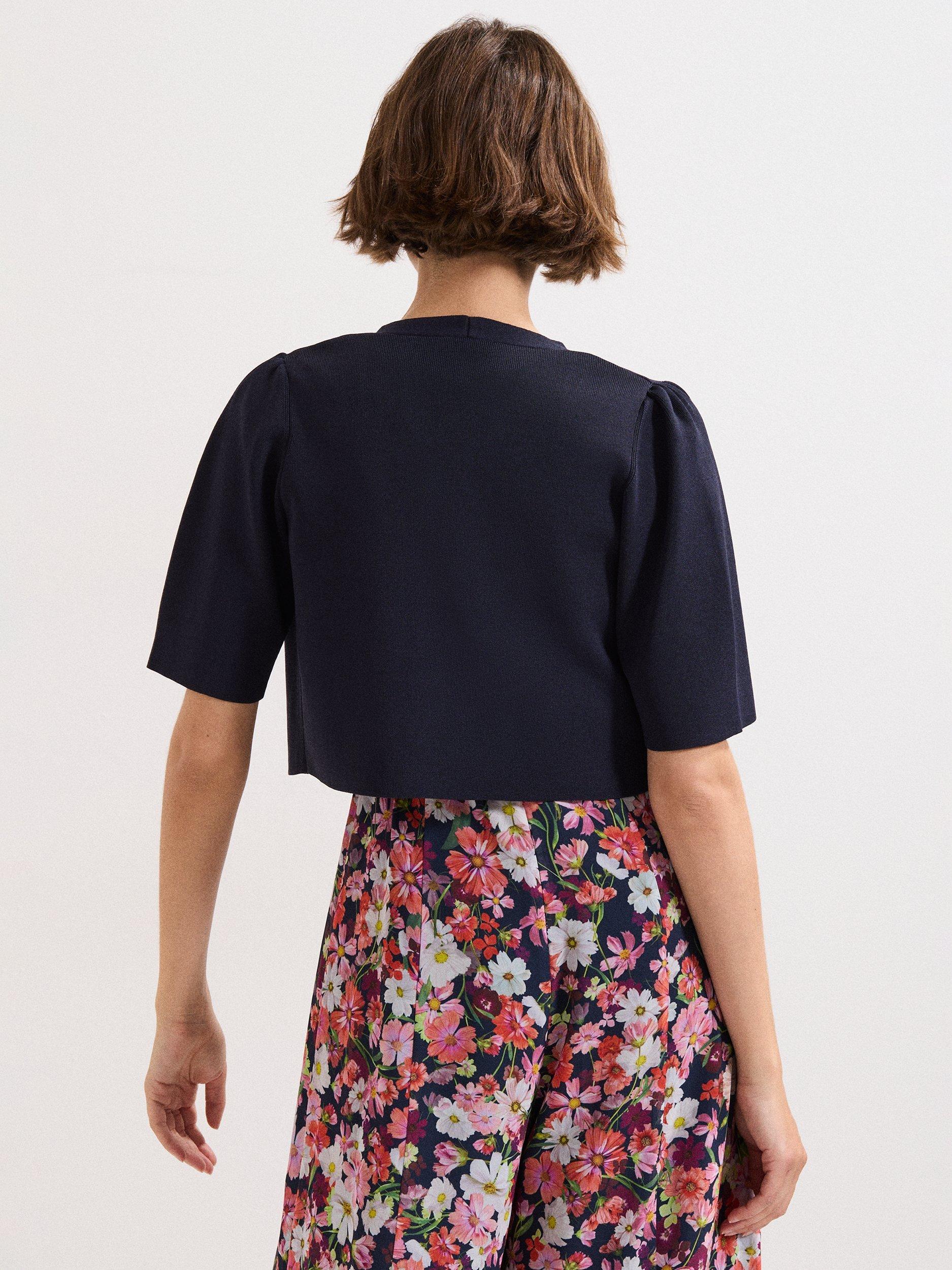 Product image 2 of 7, which shows Phase Eight Delphine Cover Up Bolero Fine Knit Jacket, Navy, XS