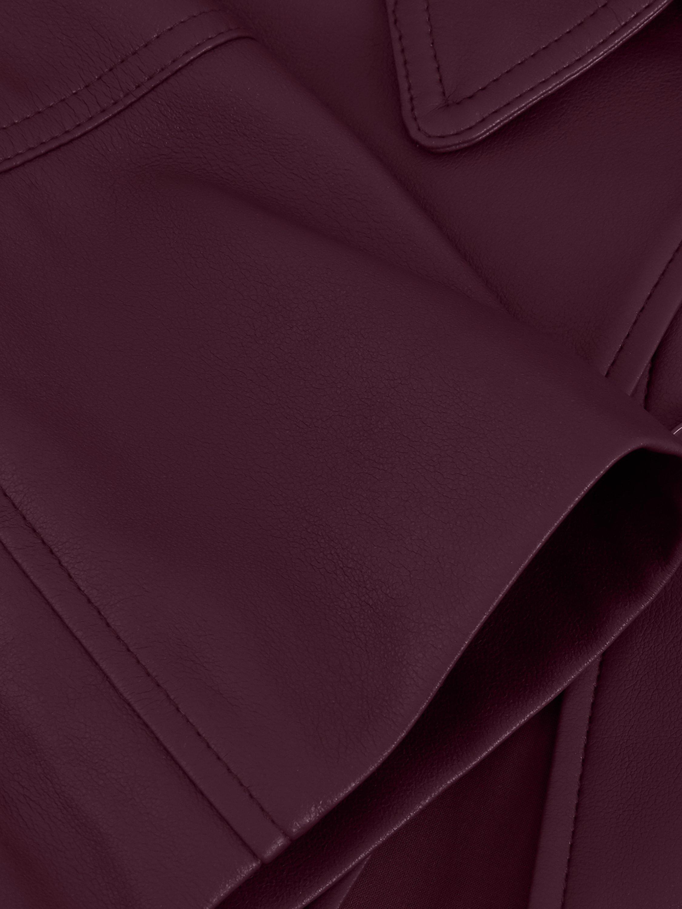 Product image 6 of 9, which shows Phase Eight Malina Pleat Back Faux Leather Jacket, Burgundy, 12