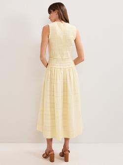 Phase Eight Flared Sleeveless Midi Buttermilk Dress - view 2, Yellow