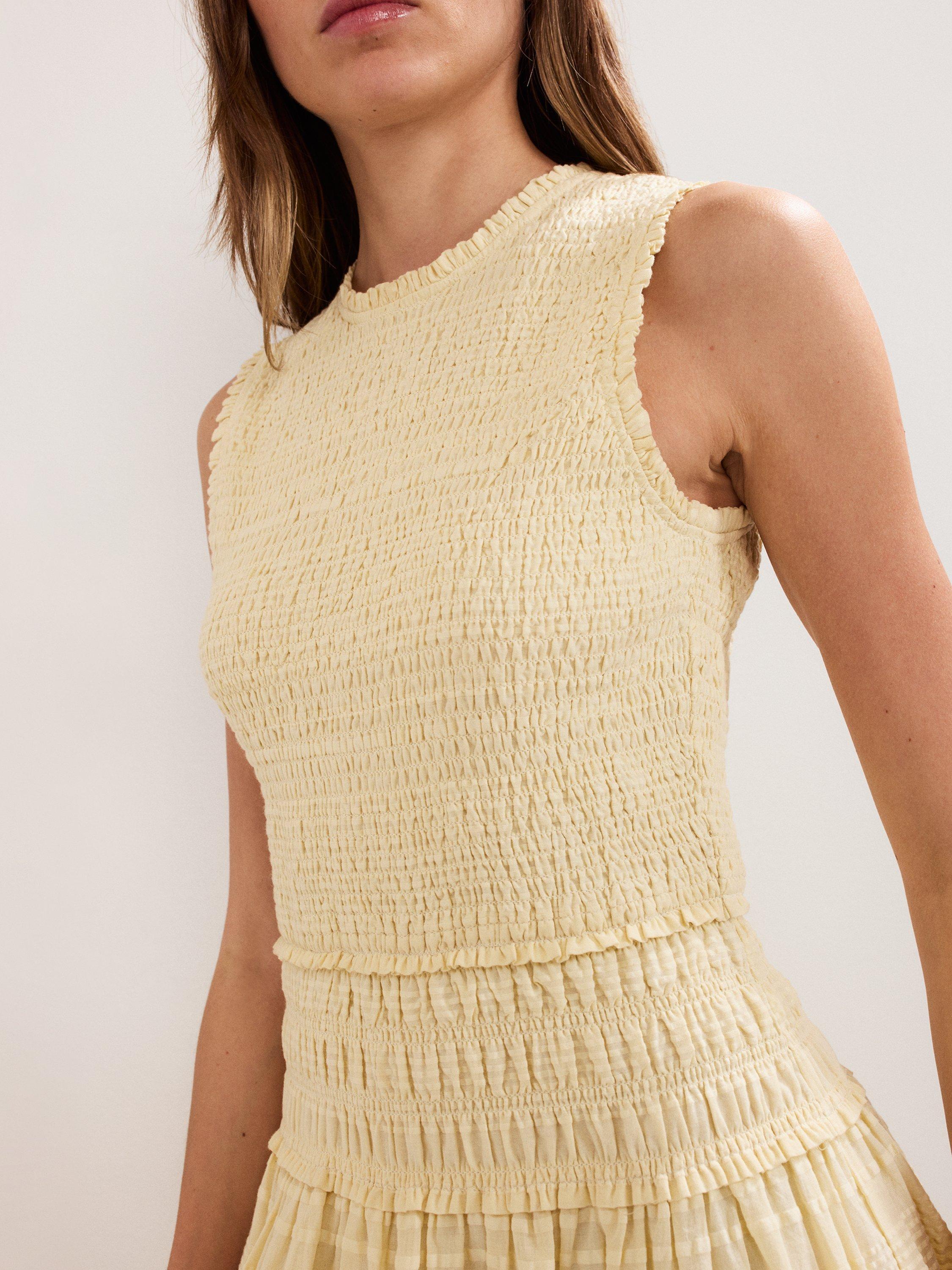 Product image 4 of 7, which shows Phase Eight Flared Sleeveless Midi Buttermilk Dress, Yellow, 10