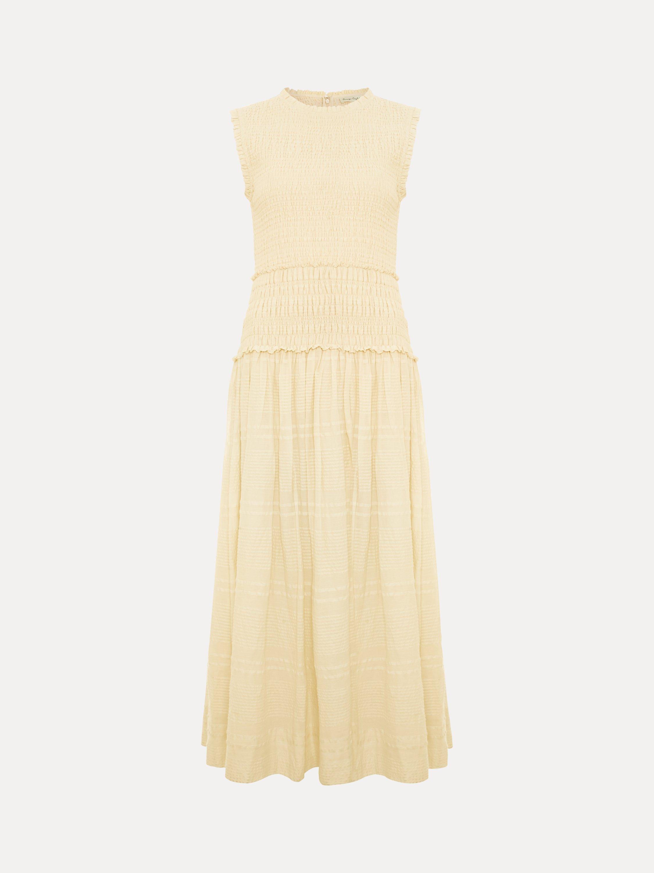 Product image 5 of 7, which shows Phase Eight Flared Sleeveless Midi Buttermilk Dress, Yellow, 10