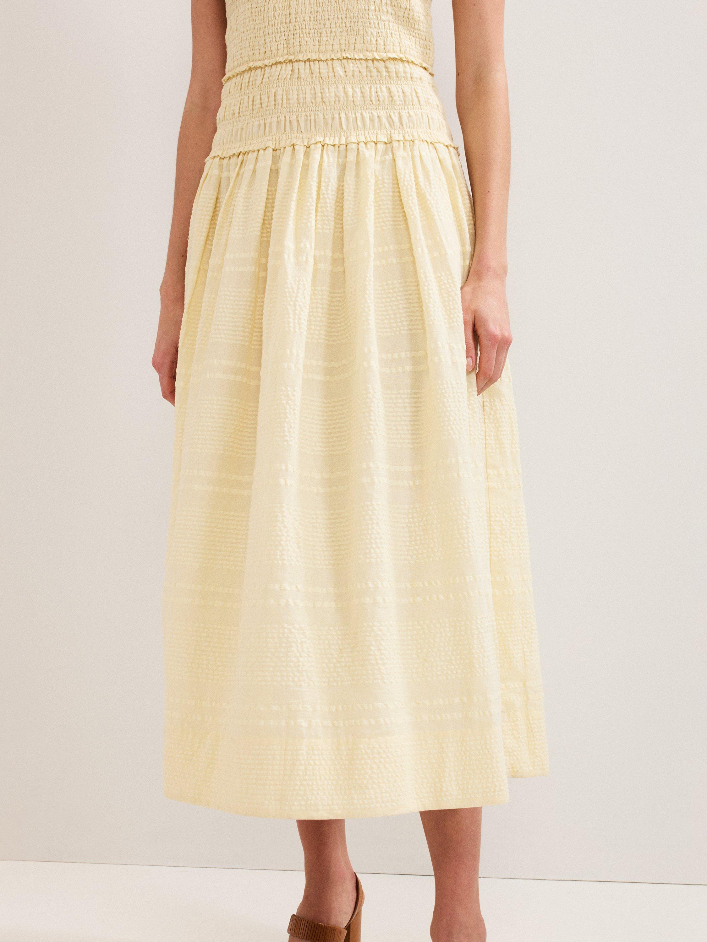 Product image 7 of 7, which shows Phase Eight Flared Sleeveless Midi Buttermilk Dress, Yellow, 10