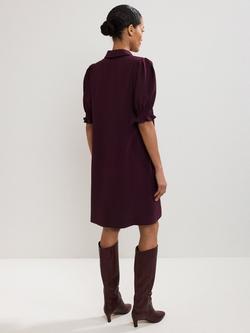 Phase Eight Candice Scallop Shirt Dress, Burgundy - view 2, Burgundy