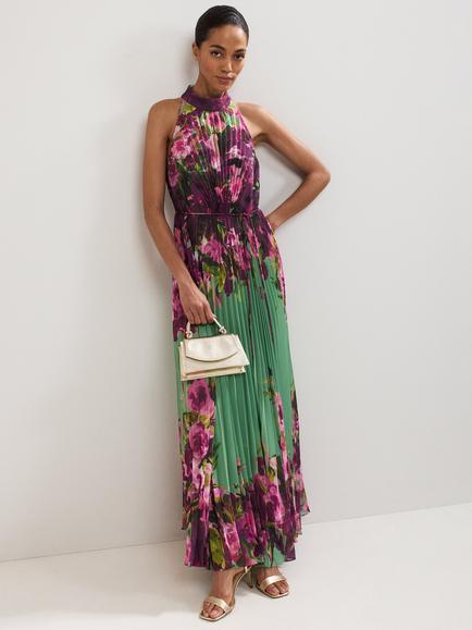 Phase Eight Petite Dahlia Halterneck Maxi Dress, Multi, Multi