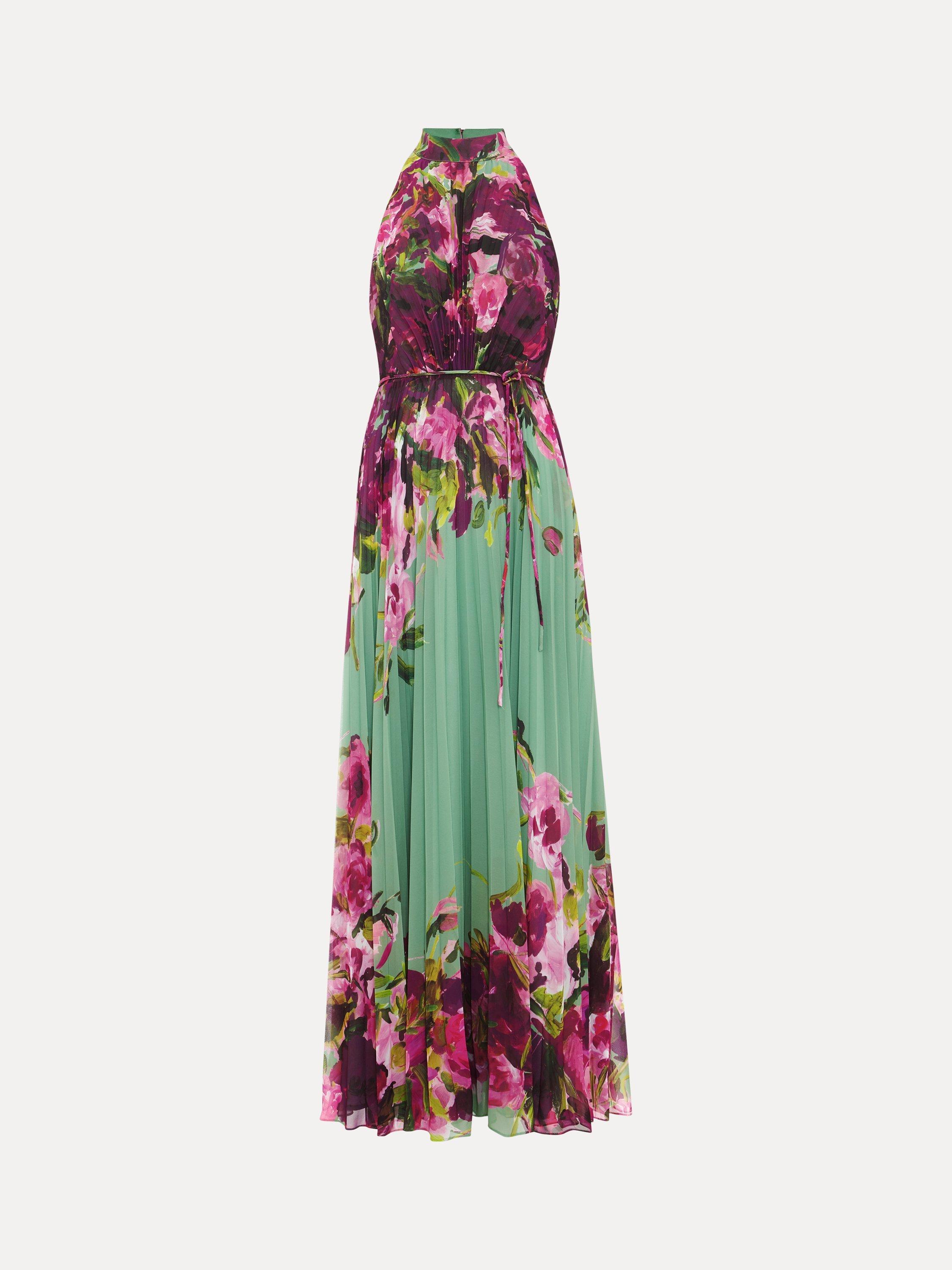 Product image 5 of 10, which shows Phase Eight Petite Dahlia Halterneck Maxi Dress, Multi, 6
