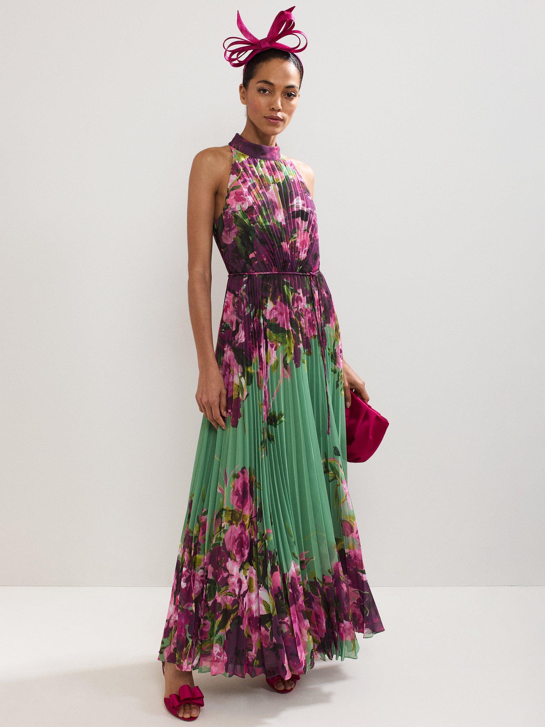 Product image 10 of 10, which shows Phase Eight Petite Dahlia Halterneck Maxi Dress, Multi, 6
