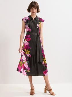 Phase Eight Floral Tiered Robyn Midi Dress, Khaki/Multi