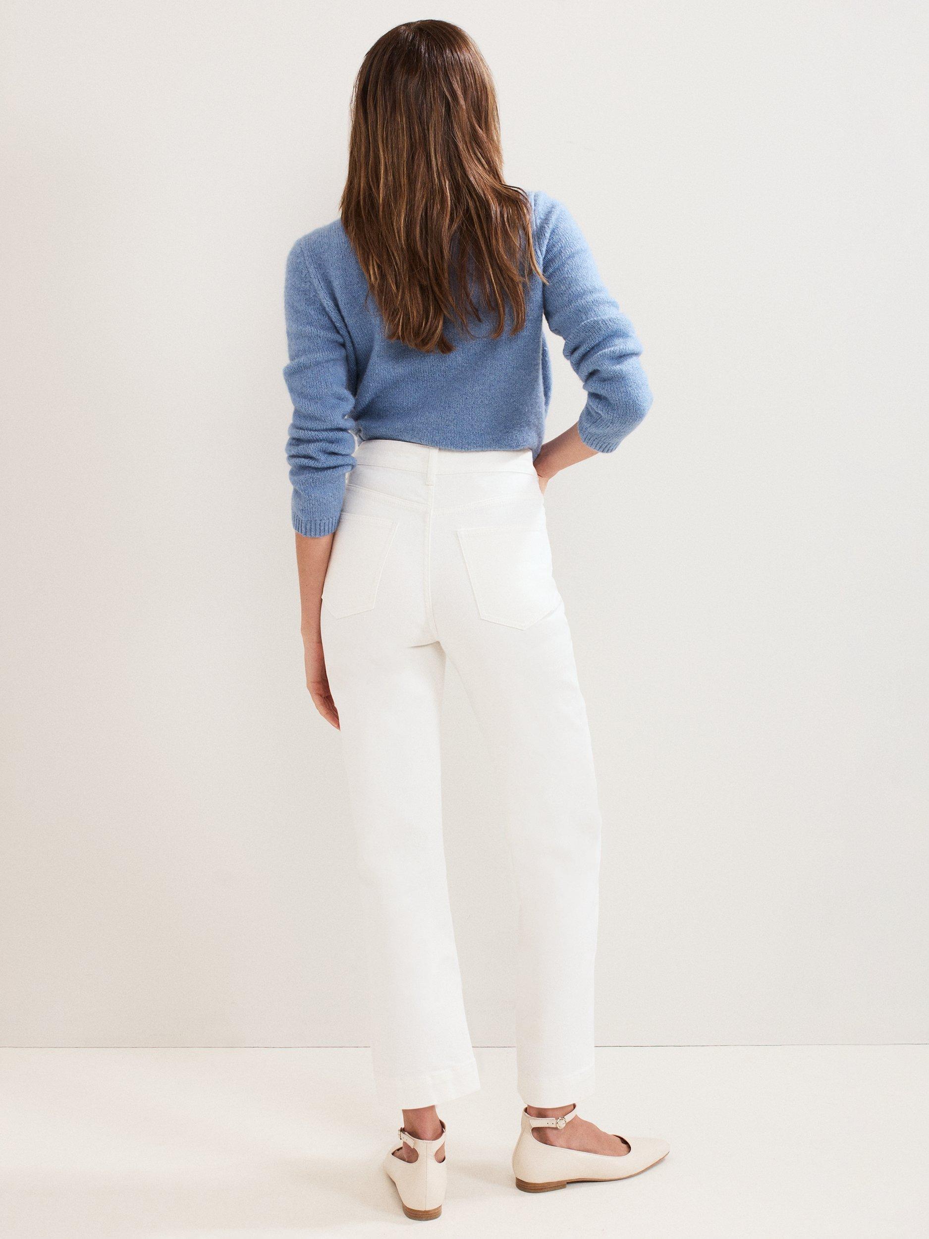Product image 2 of 9, which shows Phase Eight Lexi Ankle Grazer Denim Jeans, Cream, 8