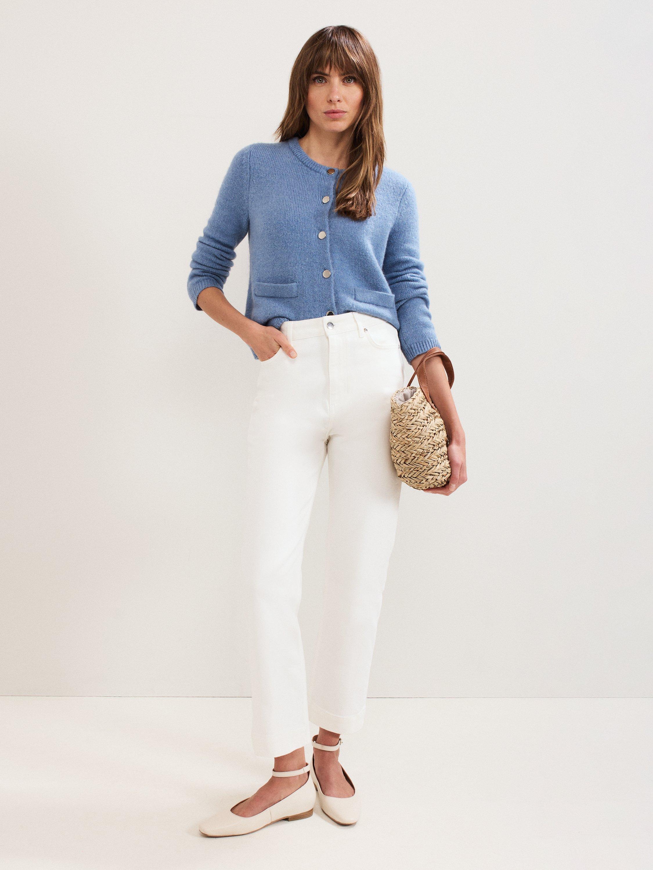 Product image 3 of 9, which shows Phase Eight Lexi Ankle Grazer Denim Jeans, Cream, 8