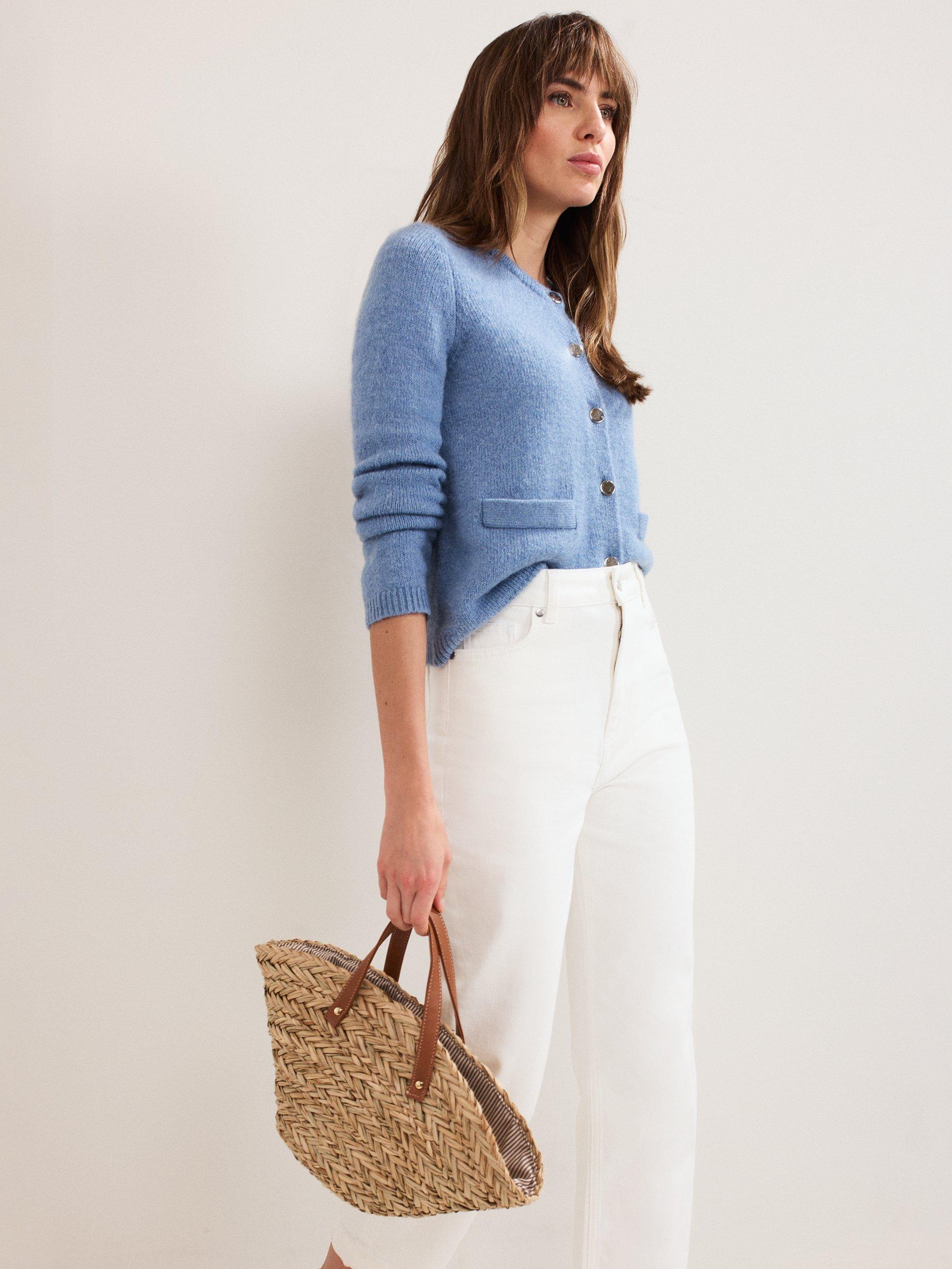 Product image 9 of 9, which shows Phase Eight Lexi Ankle Grazer Denim Jeans, Cream, 8