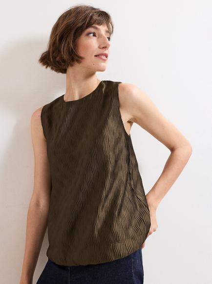 Phase Eight Zula Bubble Hem Sleeveless Top, Khaki